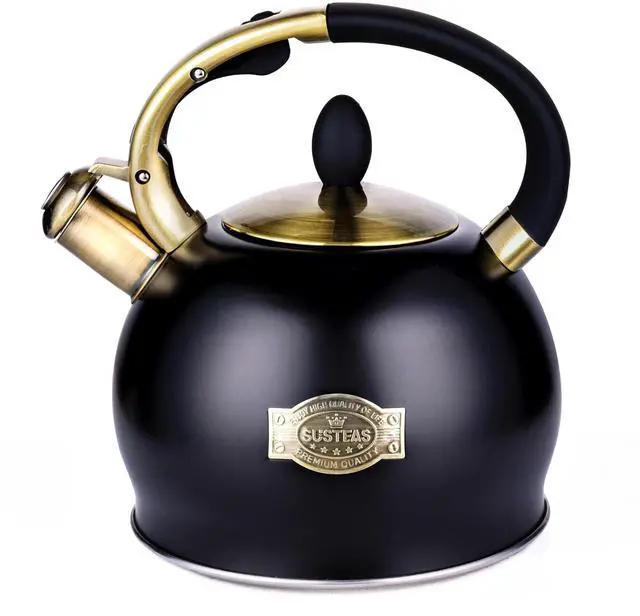Main image of Whistling Tea Kettle, 2.7QT Food-Grade Steel Teapot, BLACK