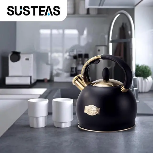 Alt view image 5 of 7 - Whistling Tea Kettle, 2.7QT Food-Grade Steel Teapot, BLACK