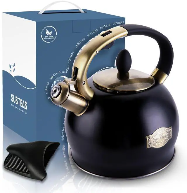 Alt view image 7 of 7 - Whistling Tea Kettle, 2.7QT Food-Grade Steel Teapot, BLACK