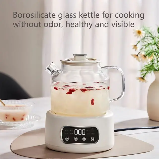 Alt view image 6 of 7 - Lemuugo 1.2L Glass Tea Kettle with Infuser, Temp Control, 24H Timer
