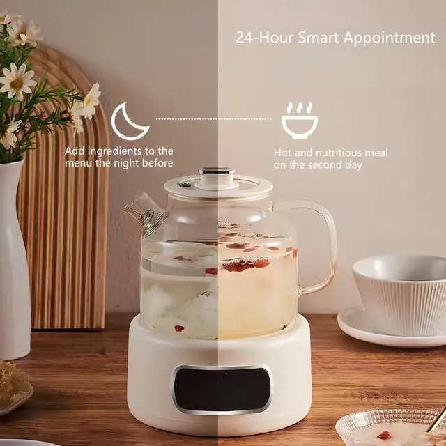 Alt view image 4 of 7 - Lemuugo 1.2L Glass Tea Kettle with Infuser, Temp Control, 24H Timer