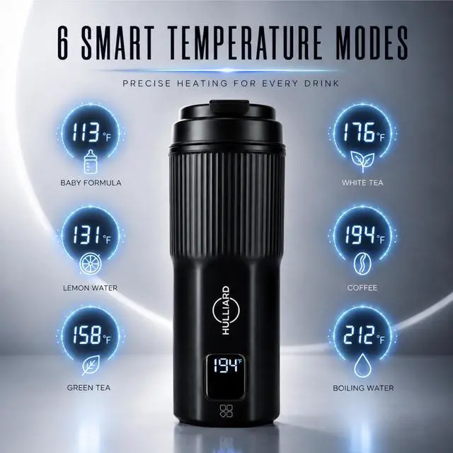 Alt view image 3 of 7 - Travel Electric Kettle, 450ml, Real-Time LED Display, Dual Voltage, SUS316