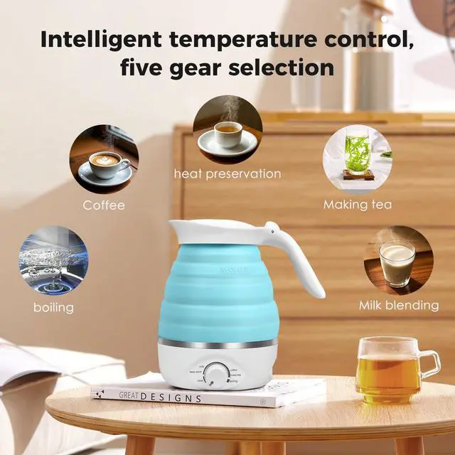 Alt view image 5 of 7 - Travel Foldable Electric Kettle - 110V 700ml Collapsible Kettle Blue