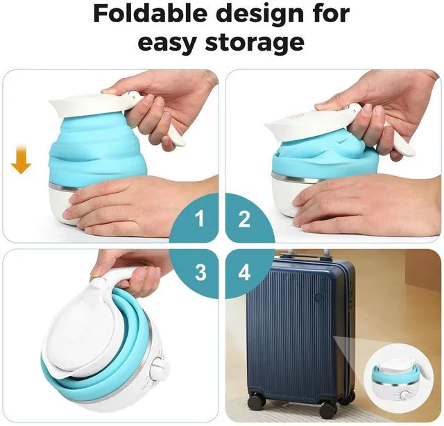 Alt view image 3 of 7 - Travel Foldable Electric Kettle - 110V 700ml Collapsible Kettle Blue