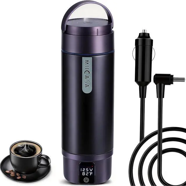 Main image of Vacuum Insulated Car Electric Kettle,Stainless Steel Tumbler Car Water Heater,12V/24V Water Boiler with 6 Temperature and Auto Shut-Off Boil Dry