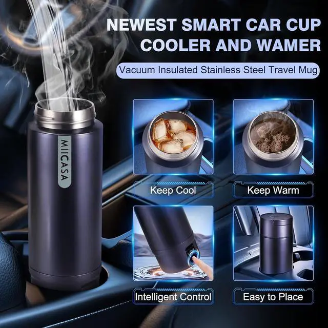 Alt view image 4 of 7 - Vacuum Insulated Car Electric Kettle,Stainless Steel Tumbler Car Water Heater,12V/24V Water Boiler with 6 Temperature and Auto Shut-Off Boil Dry