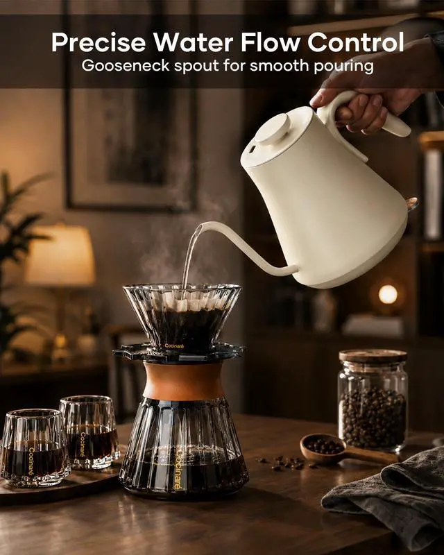 Alt view image 2 of 7 - Gooseneck Electric Kettle 0.8L, Fast Boil Pour Over Coffee, Tea