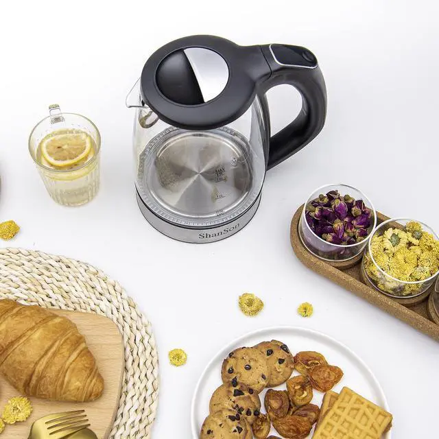 Alt view image 6 of 6 - 1.7L Electric Glass Kettle 1500W Temperature Control Fast Water Boiler BPA Free Auto Shut-off Protection Electric Teapot with Led Touch Screen and Two-year Quality Guarantee