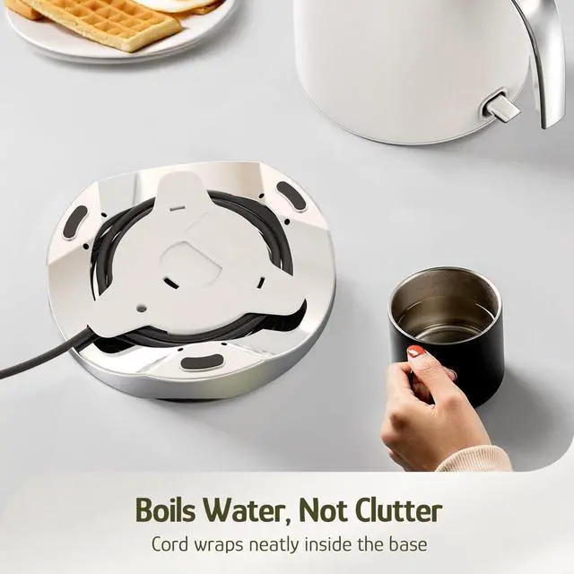Alt view image 5 of 7 - Electric Water Kettle 1.7 Liters(57oz),Stainless Steel, White