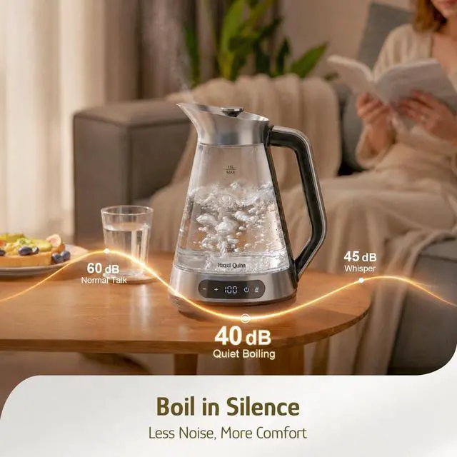 Alt view image 2 of 7 - Glass & Stainless Steel Electric Kettle, 1.5 Liters Tea Kettle