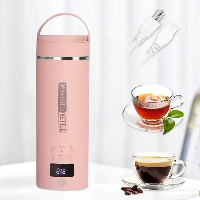 Main image of Pink Travel Electric Kettle with LCD Display, 6 Temperature Settings, 450ml / 15.2oz, 304 Stainless Steel, Auto Shut-Off and Dry Boil Protection, Compact and Portable Electric Kettle
