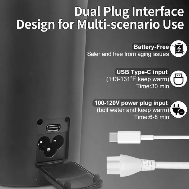 Alt view image 2 of 7 - Travel Electric Kettle, Portable Water Boiler with 4 Temperature Controls