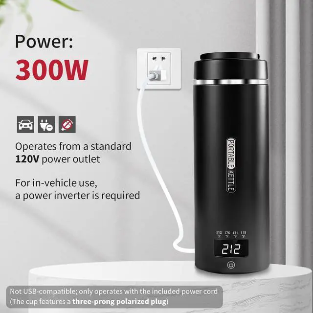 Alt view image 3 of 7 - Travel Electric Kettle, Portable Water Boiler with 4 Temperature Controls
