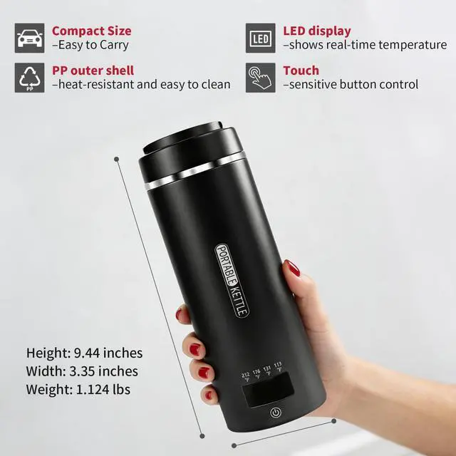 Alt view image 5 of 7 - Travel Electric Kettle, Portable Water Boiler with 4 Temperature Controls