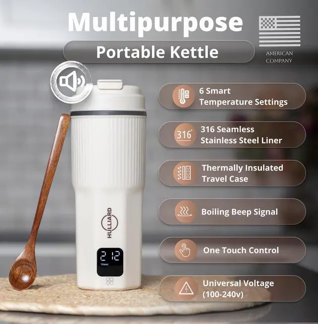 Alt view image 3 of 7 - Travel Electric Kettle, 450ml, Dual Voltage, 316 Stainless Steel