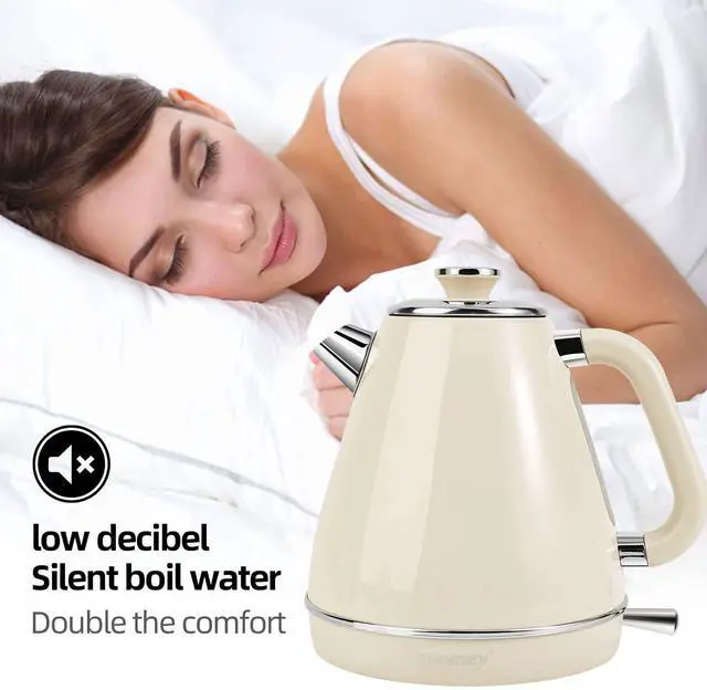 Alt view image 6 of 7 - Electric Kettle, 1.7 Litre Retro Style, Kitchen Countertop Coffee Tea Hot Water Kettle, Double Wall 304 Stainless Steel BPA Free Boiler, Auto Shut-Off and Boil-Dry