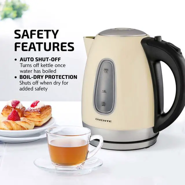 Alt view image 2 of 7 - 1.7L Stainless Steel Electric Kettle, 1100W Power, Beige KS96BG