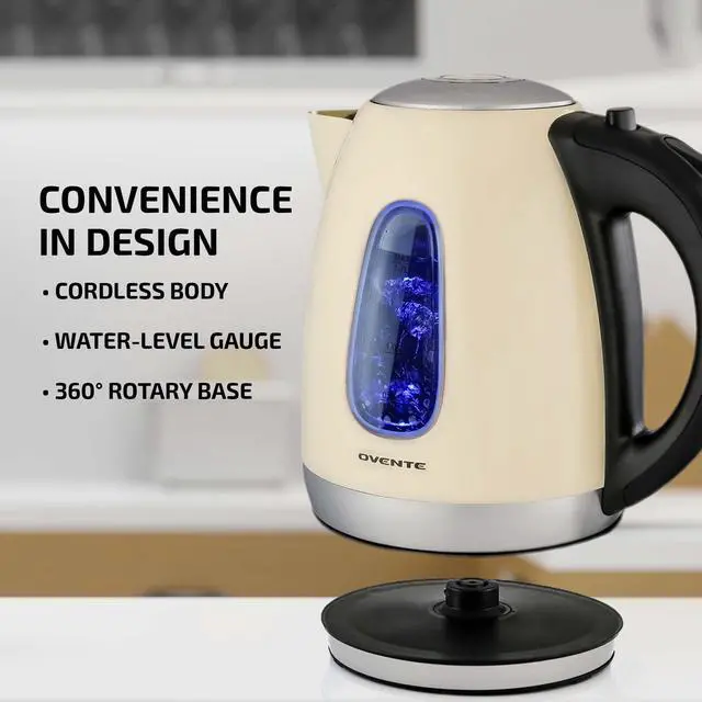 Alt view image 3 of 7 - 1.7L Stainless Steel Electric Kettle, 1100W Power, Beige KS96BG