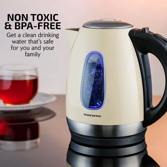 Alt view image 4 of 7 - 1.7L Stainless Steel Electric Kettle, 1100W Power, Beige KS96BG