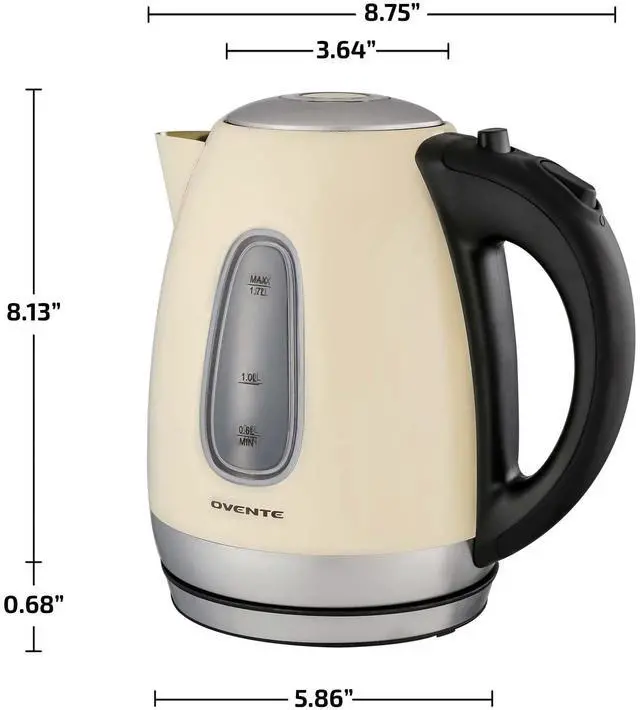 Alt view image 5 of 7 - 1.7L Stainless Steel Electric Kettle, 1100W Power, Beige KS96BG