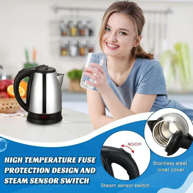 Alt view image 3 of 6 - 2 Pcs 2L Electric Kettle Stainless Steel Hot Water Kettle with Auto Shut off and Boil Dry Protection Tech Electric Hot Water Pot Fast Boil for Coffee Tea Beverages