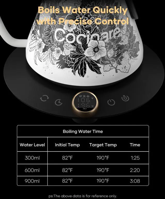 Alt view image 3 of 7 - Gooseneck Electric Kettle, ±1 Precise Temperature Control, 0.9L