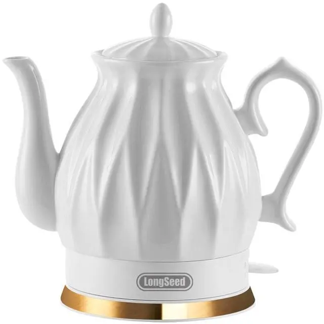 Main image of Ceramic Electric Kettle, 1.5L/1200W Boil Water Quickly and Easily with Boil-Dry Protection Auto Shut Off, Detachable Swivel Base, Diamond Cut Glazed