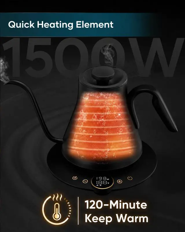 Alt view image 5 of 7 - Gooseneck Electric Kettle with ±1 Temperature Control 0.9 Liter