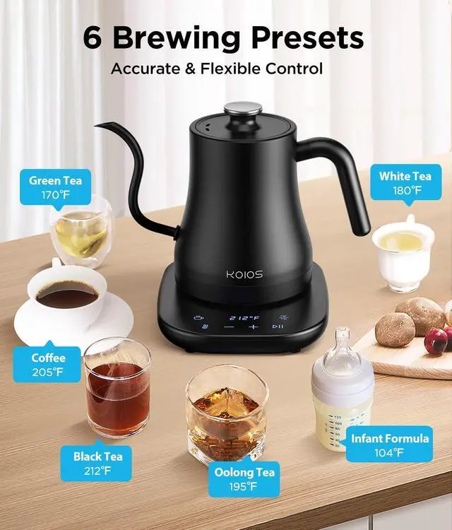 Alt view image 2 of 7 - Gooseneck Electric Kettle, ±1 Temp Control, Mute Mode, 4H Keep Warm