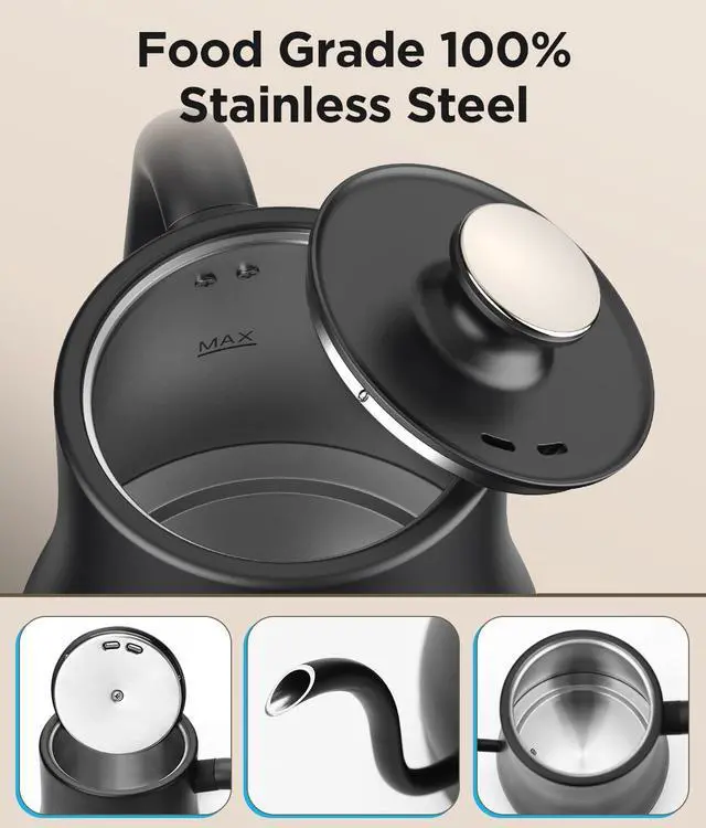 Alt view image 5 of 7 - Gooseneck Electric Kettle, ±1 Temp Control, Mute Mode, 4H Keep Warm