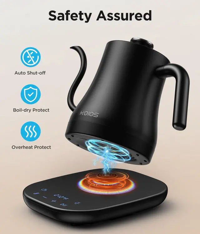 Alt view image 6 of 7 - Gooseneck Electric Kettle, ±1 Temp Control, Mute Mode, 4H Keep Warm