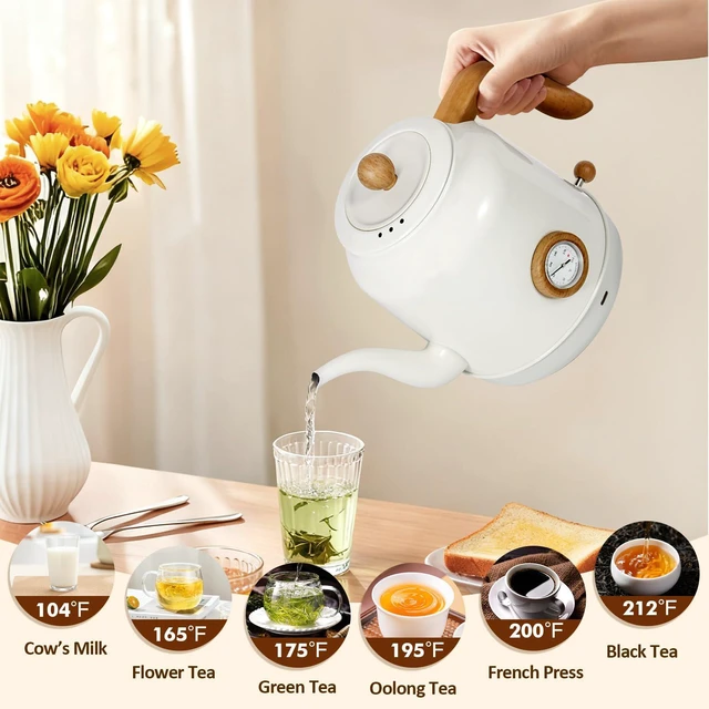 Alt view image 2 of 7 - 1.2L Electric Gooseneck Kettle with thermometer, Tea Kettle for Boiling Water, Gooseneck Electric Kettle for Coffee & Tea