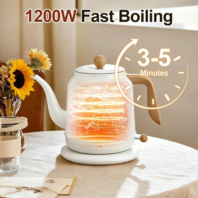 Alt view image 3 of 7 - 1.2L Electric Gooseneck Kettle with thermometer, Tea Kettle for Boiling Water, Gooseneck Electric Kettle for Coffee & Tea