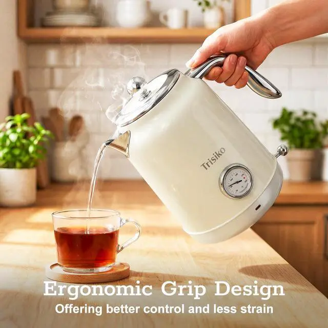 Alt view image 2 of 7 - ® Electric Kettle with Thermometer, 1.7L / 57 oz White Electric Tea Kettle, 1200W Hot Water Kettle with Auto Shutoff, Boil-Dry Protection, 360-degree Cordless Base for Coffee and Tea