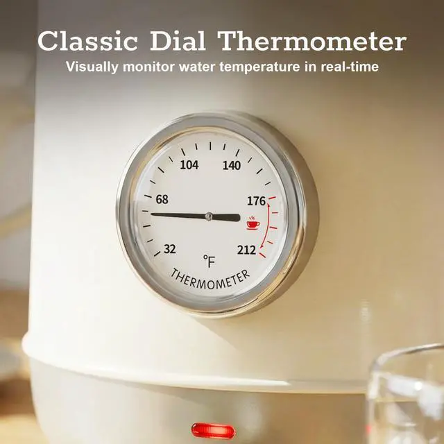 Alt view image 3 of 7 - ® Electric Kettle with Thermometer, 1.7L / 57 oz White Electric Tea Kettle, 1200W Hot Water Kettle with Auto Shutoff, Boil-Dry Protection, 360-degree Cordless Base for Coffee and Tea