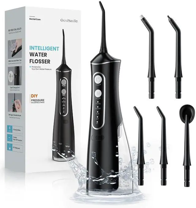 Main image of Water Flosser for Teeth Cordless: 300ML Cordless Oral Irrigator with DIY Pressure for Braces and Family, 4 Modes & 5 Jet Tips, 30-Day Battery, IPX7 Waterproof Dental Flosser for Daily Oral Care Travel