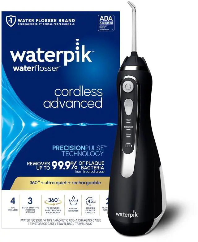 Main image of Cordless Advanced Portable Water Flosser, Rechargeable, Black