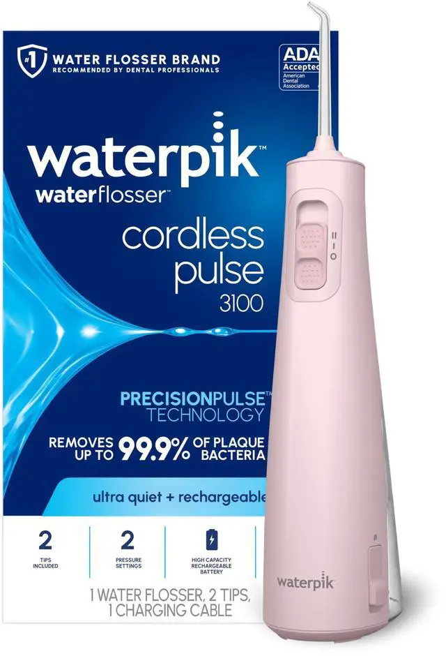 Main image of Cordless Pulse 3100 Portable Water Flosser, Rechargeable, Pink