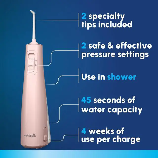 Alt view image 2 of 7 - Cordless Pulse 3100 Portable Water Flosser, Rechargeable, Pink