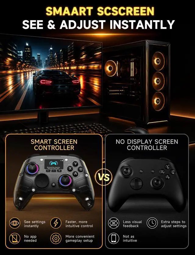 Alt view image 3 of 7 - PC Controller with Interactive Screen, Hall Effect Sticks & Triggers