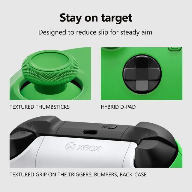 Alt view image 3 of 7 - Wireless Gaming Controller | Velocity Green | Consoles, PCs, TVs, mobile, and more | Textured Grip | Wireless, Bluetooth, USB-C Connectivity