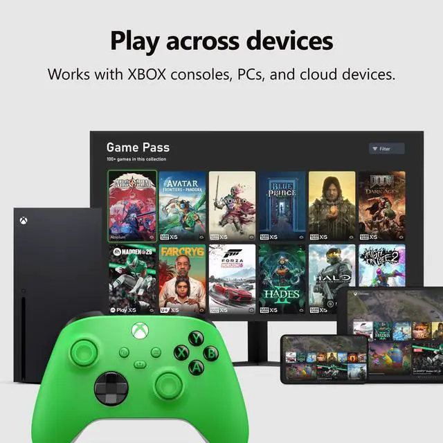 Alt view image 6 of 7 - Wireless Gaming Controller | Velocity Green | Consoles, PCs, TVs, mobile, and more | Textured Grip | Wireless, Bluetooth, USB-C Connectivity