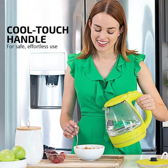 Alt view image 2 of 7 - 1.5L Glass Electric Kettle Water Boiler, Green KG83G | 1100W Fast Boiling, Borosilicate Glass, BPA-Free, Blue LED, Auto Shut-Off, Boil-Dry Protection, Removable Filter, 360° Base