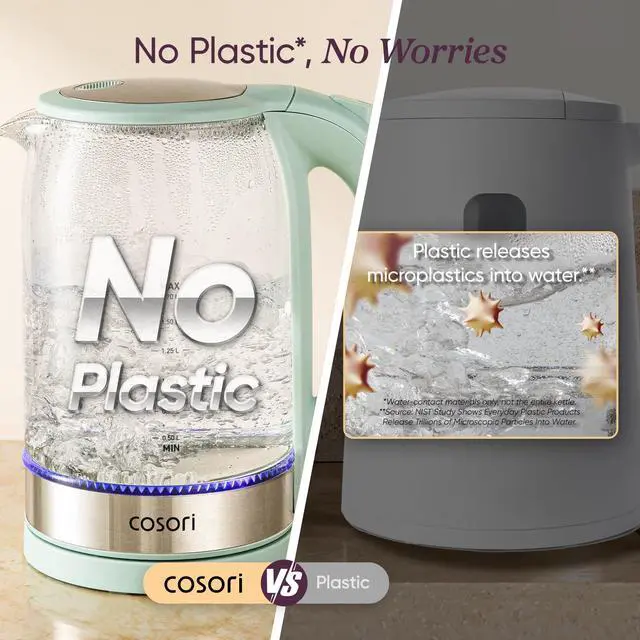 Alt view image 4 of 7 - Electric Kettle, No Plastic Contact with Water, 1.7L, Green