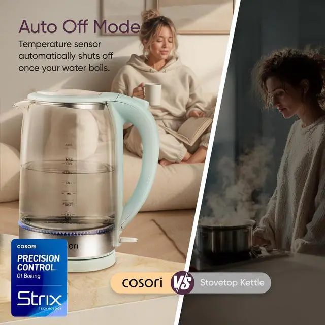 Alt view image 7 of 7 - Electric Kettle, No Plastic Contact with Water, 1.7L, Green