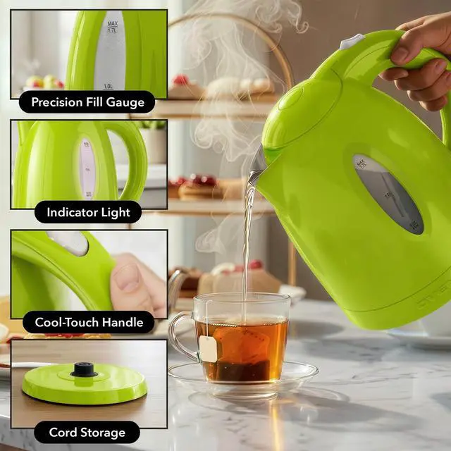 Alt view image 4 of 7 - 1.7L Electric Kettle with 1100W Fast Boiling Water, Green KP72G