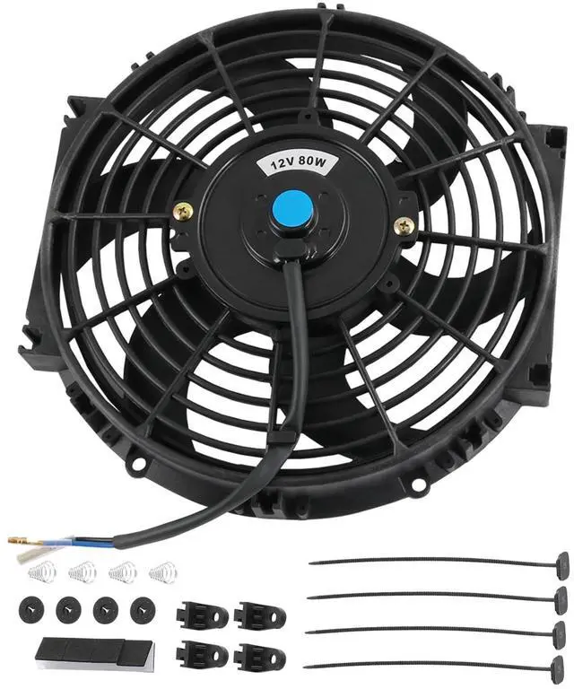 Main image of New Universal Electric Radiator Slim Cooling Fan Push Pull 10" Inch 12v 80w 1750CFM