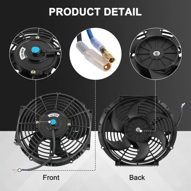 Alt view image 5 of 7 - New Universal Electric Radiator Slim Cooling Fan Push Pull 10" Inch 12v 80w 1750CFM