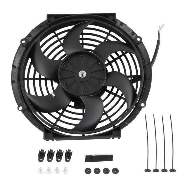 Alt view image 7 of 7 - New Universal Electric Radiator Slim Cooling Fan Push Pull 10" Inch 12v 80w 1750CFM