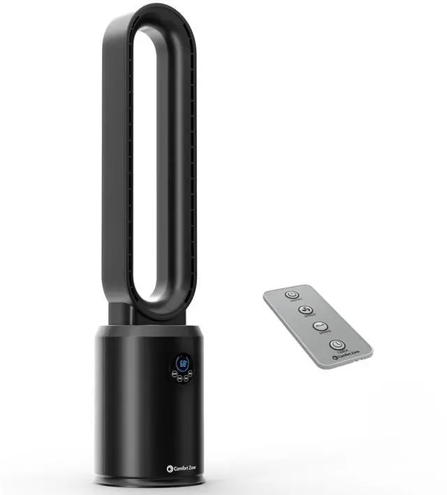 Main image of 40-Inch Bladeless Tower Fan for Bedroom Quiet Standing Fan with Remote Control, 9H Timer & Wide Area Oscillation Turbocharged Airflow & Digital LED Display Black